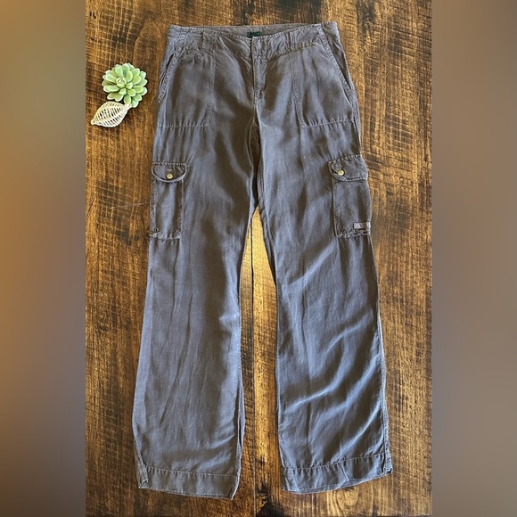J. Crew | Linen & Silk Blend Vintage Cargo Pants, Chocolate Brown, Size 6 - Picture 1 of 10